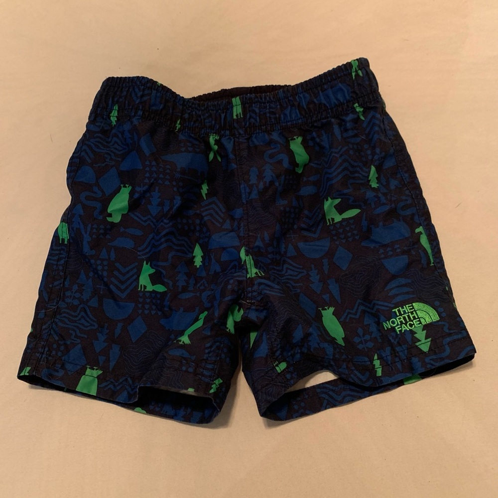 The North Face Kids' Blue and Green Swim Shorts 4T Flashdry